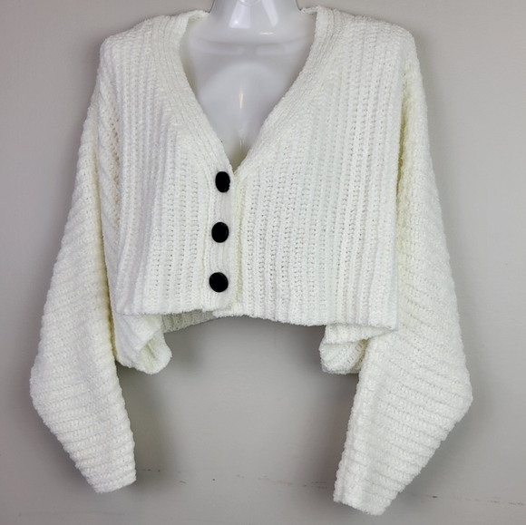 Urban Outfitters White Cropped Knit Cardigan - Picture 3 of 13